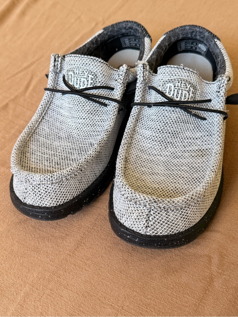 Hey Dude Lightweight Gray Knit Slip-On Shoes with Black Soles